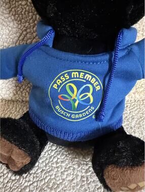 Busch Gardens Pass Member Bear Plush in Blue Hoodie